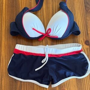 Swim suit Navy and White Women's Swim Set